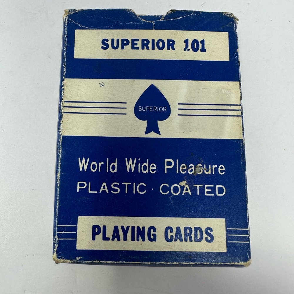 Vintage Superior 101 Poker Size Original Playing Cards Blue Box Rare! Q5
